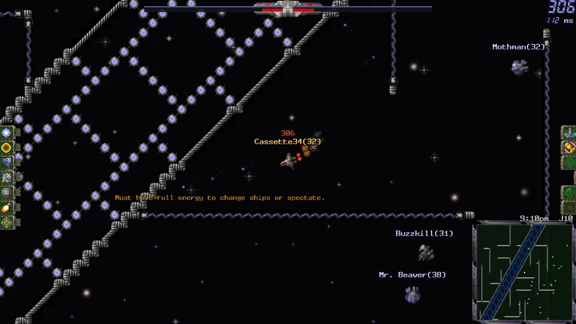 Skirting the station's lattice wall with guns hot