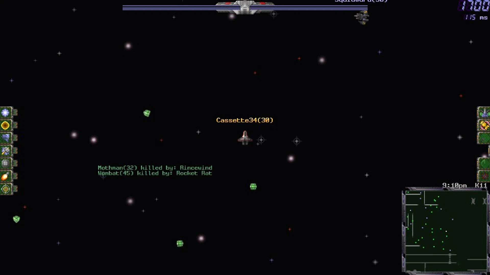 Open space between kills, green prize boxes drifting
